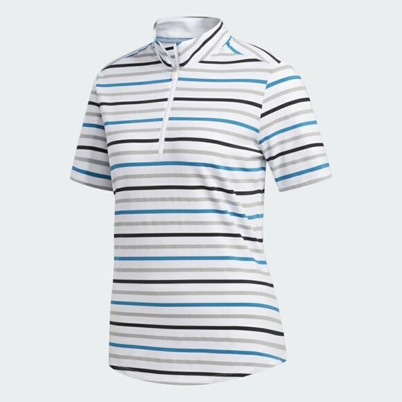 Adidas DZ6380 Womens Sz Small Ultimate Stripe Short Sleeve Golf Polo White Teal - Picture 1 of 6
